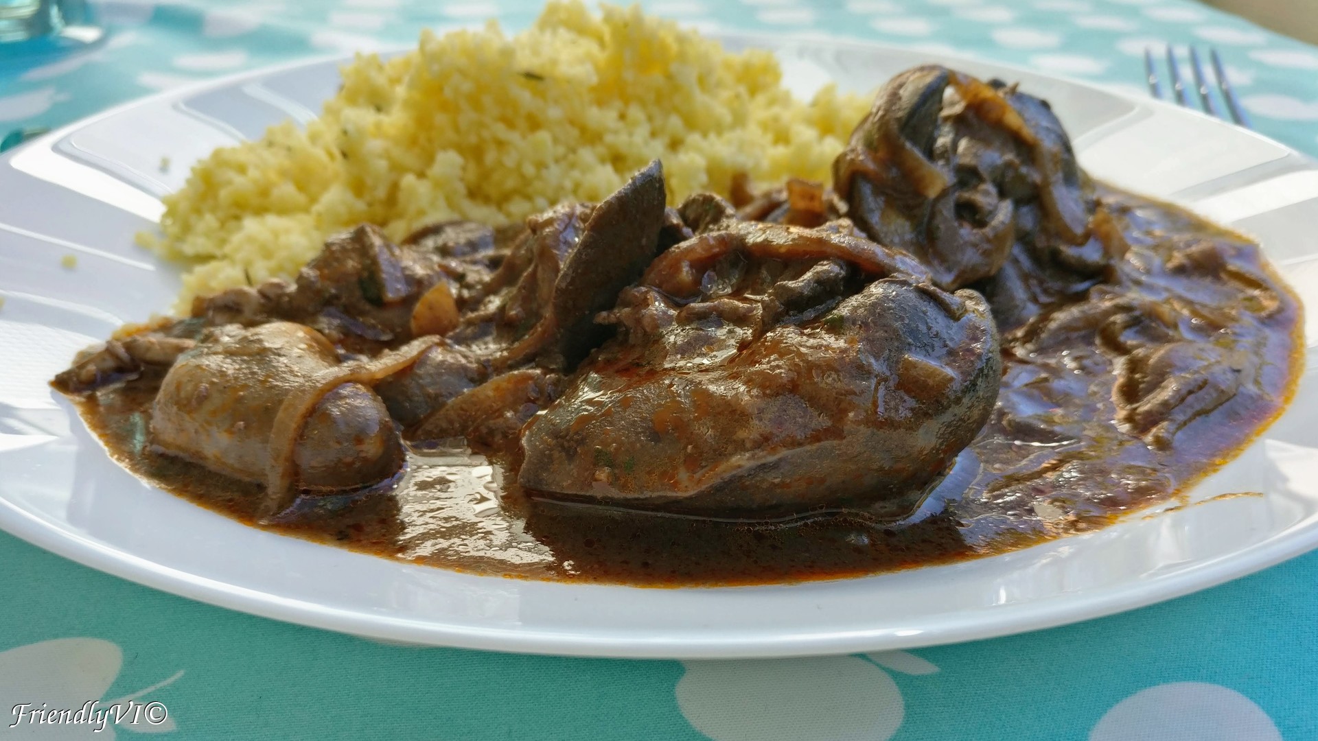 chicken liver stew with cous cous