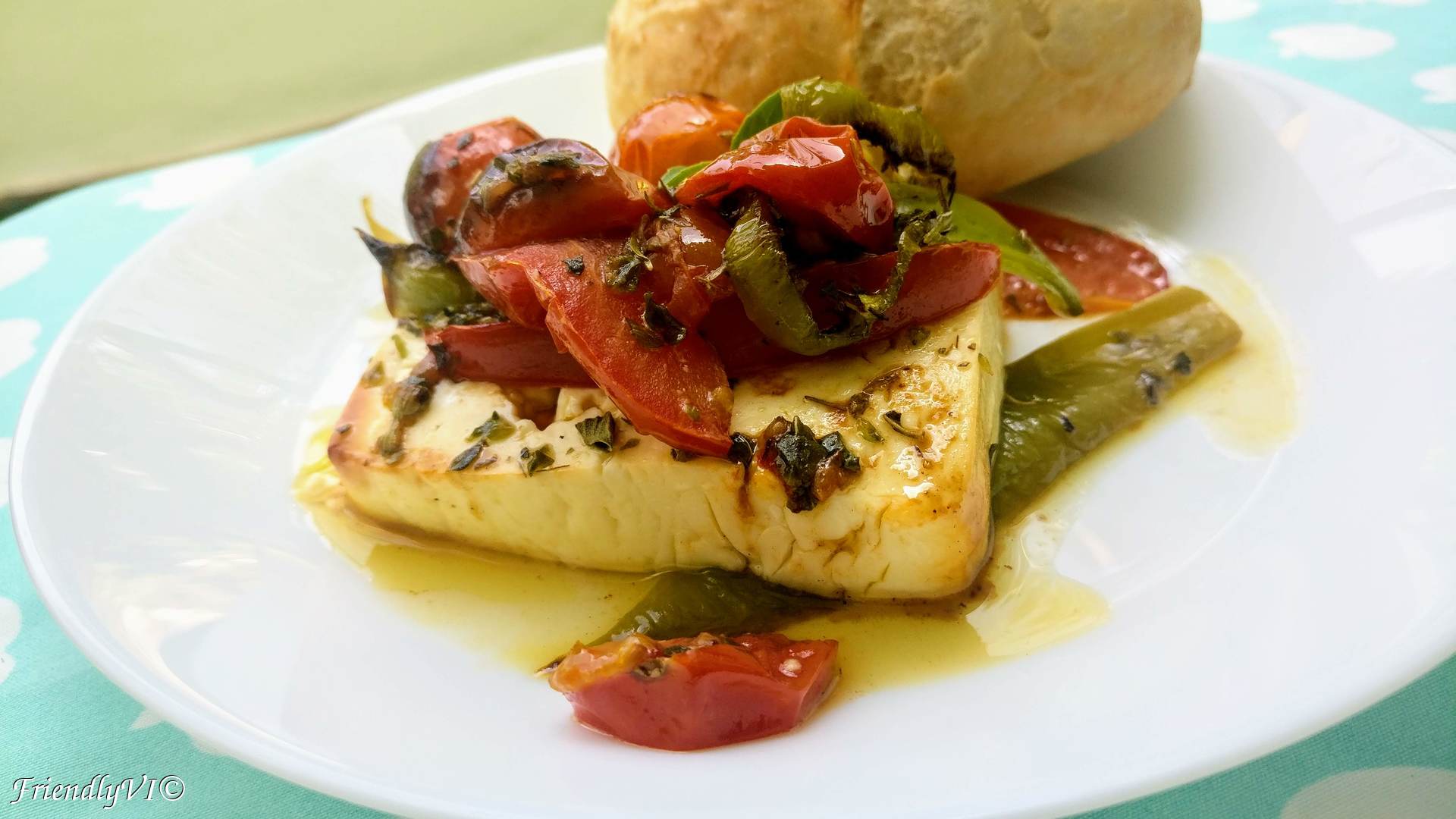baked feta cheese with tomatoes