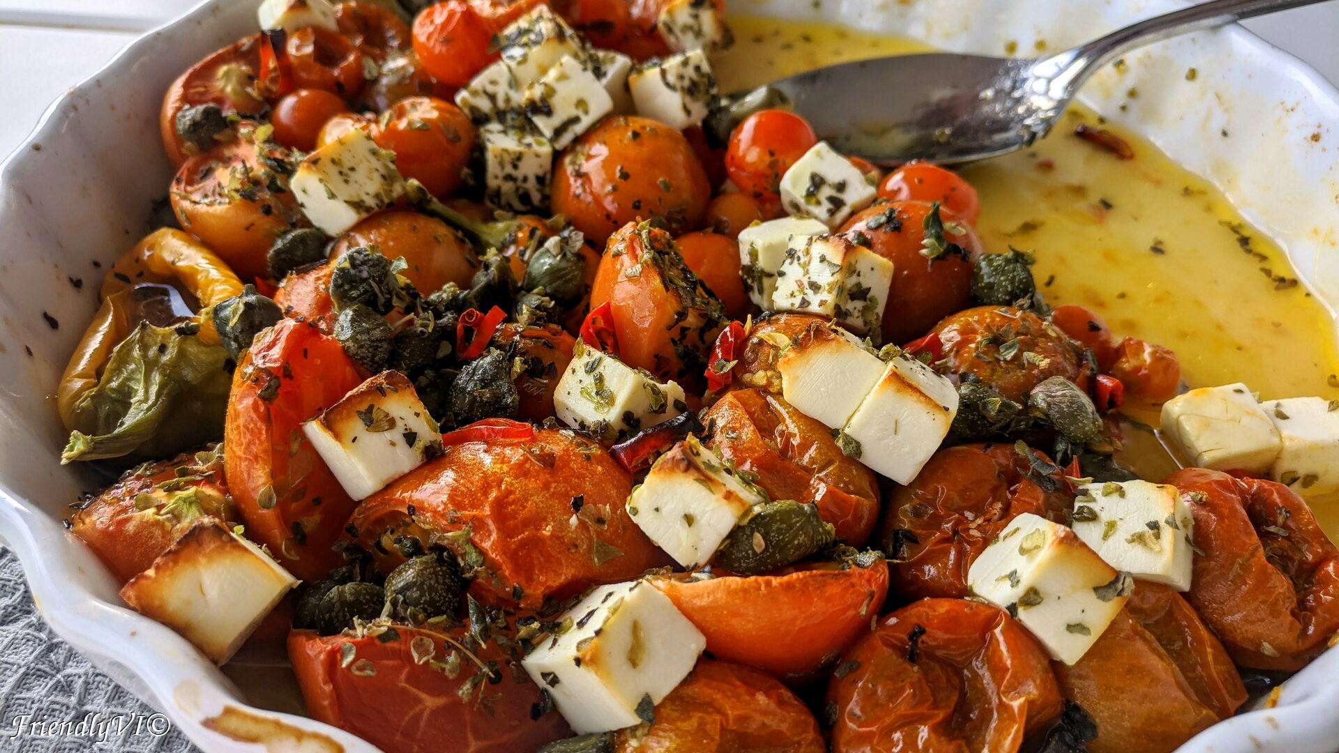 baked cherry tomtoes with feta